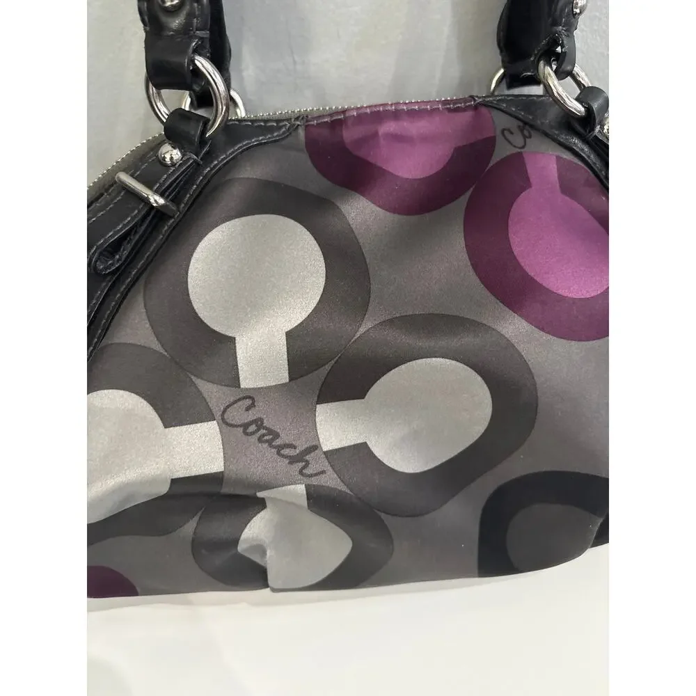 Coach Madison Sophia Clover Logo Sateen Bag Purse Purple Tones - Picture 5 of 10